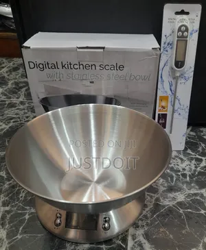 Stainless Steel Digital Kitchen Scale + Food Thermometer