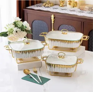 3 Pieces Ceramic Chafing Dishes