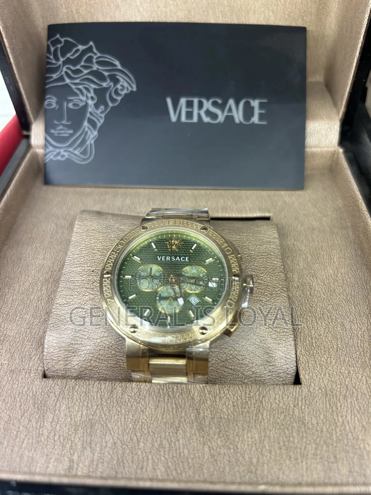 Versace V-extreme Pro Chronograph Men's Gold Green Dial Watch