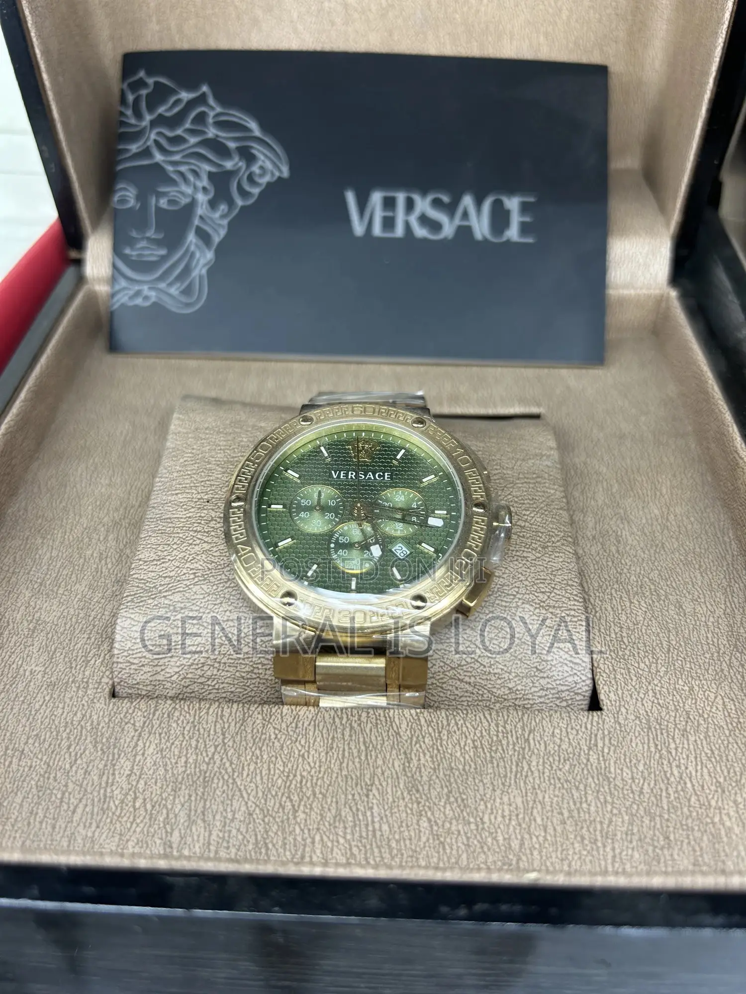 Versace V-extreme Pro Chronograph Men's Gold Green Dial Watch