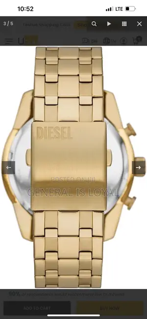 Diesel Split Chronograph 51mm Gold-tone Stainless Steel Watch
