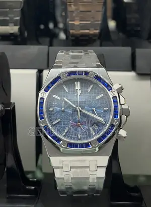 Audemars Piguet Royal Oak Chrono White Gold Sapphire Gem-Set Bezel.