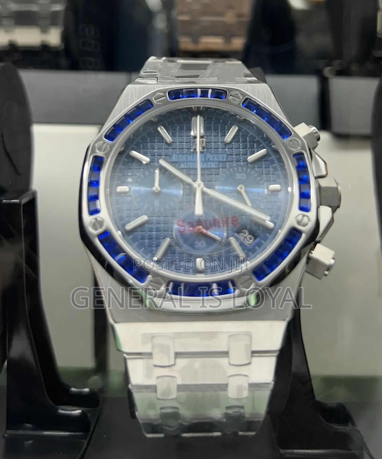 Audemars Piguet Royal Oak Chrono White Gold Sapphire Gem-Set Bezel.
