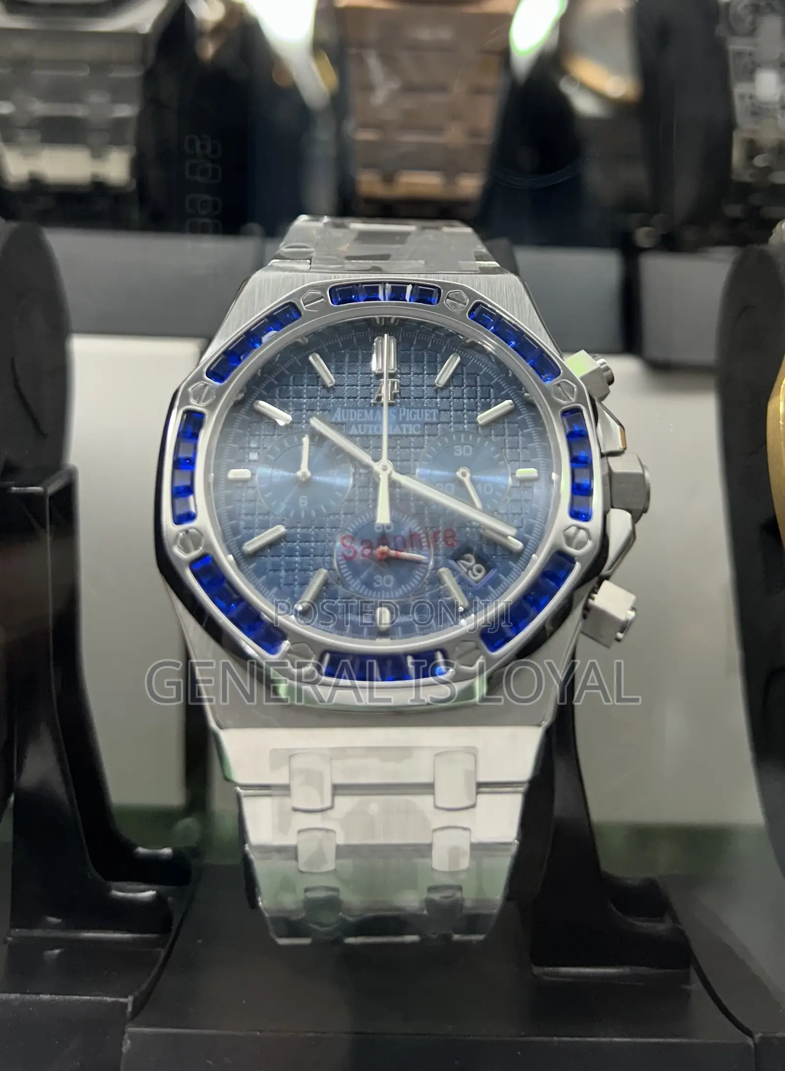 Audemars Piguet Royal Oak Chrono White Gold Sapphire Gem-Set Bezel.