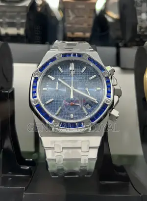 Audemars Piguet Royal Oak Chrono White Gold Sapphire Gem-Set Bezel.