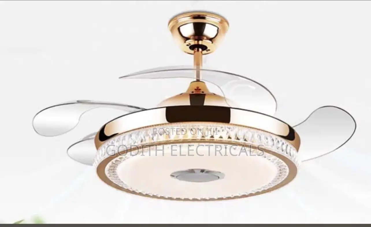 Golden Ceiling Fan With 3 Colors N Bluetooth