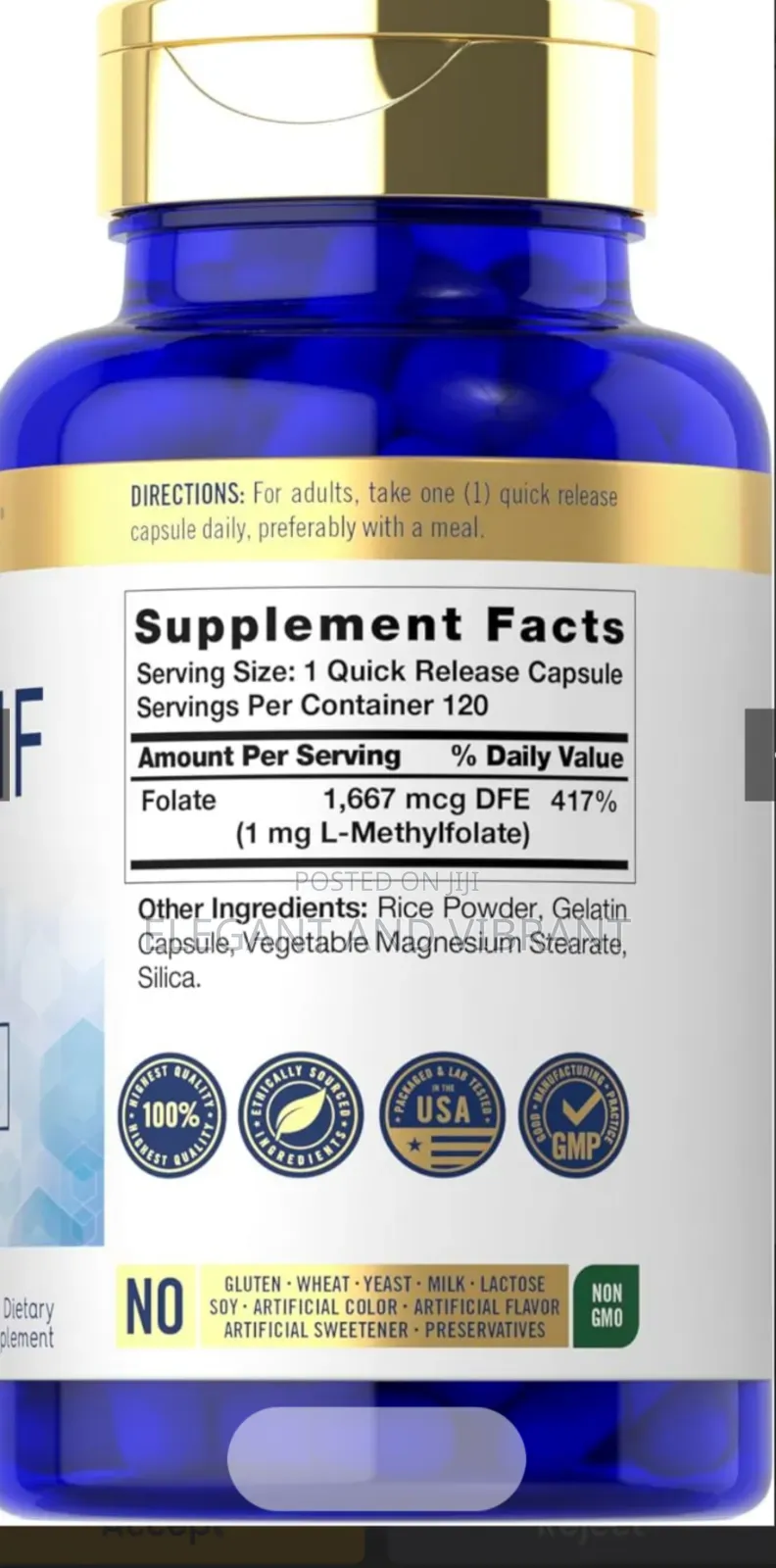 Mthf L Methylfolate 1mg | 120 Capsules |