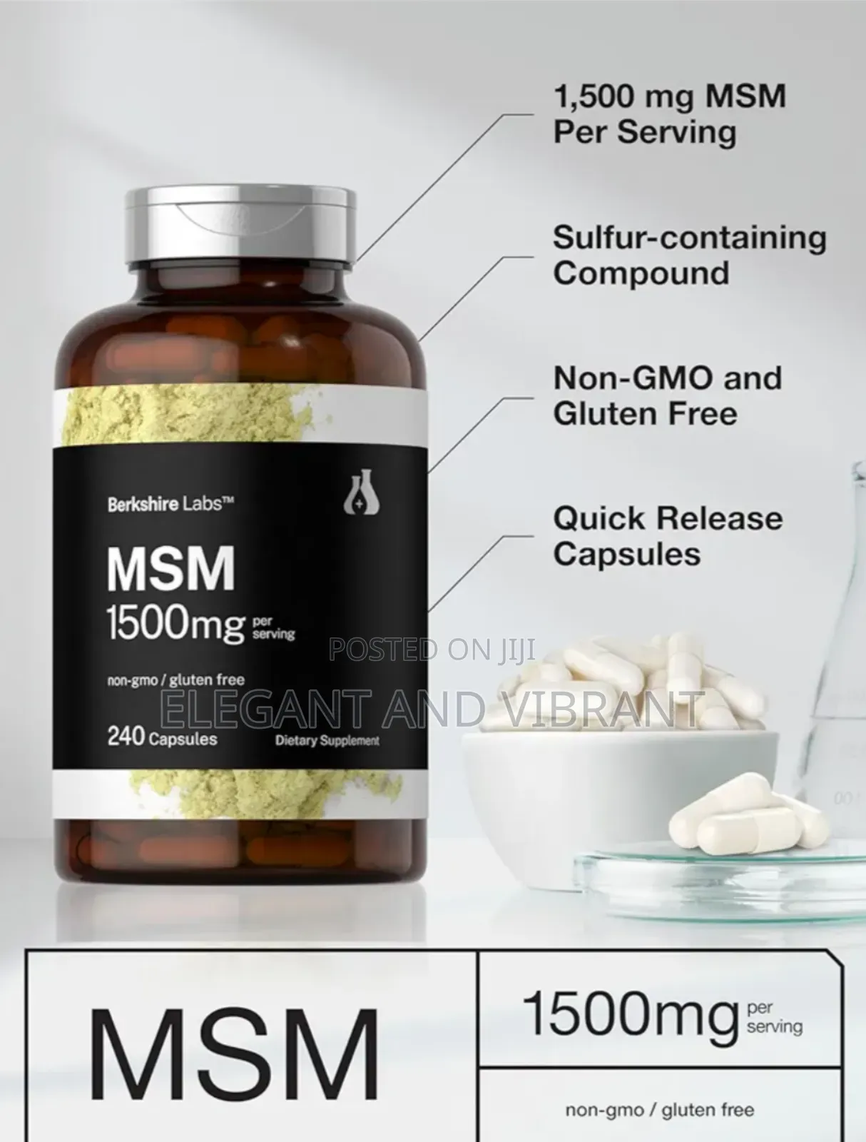 Msm 1500mg 240 Capsules For Joints And Body Ace Support