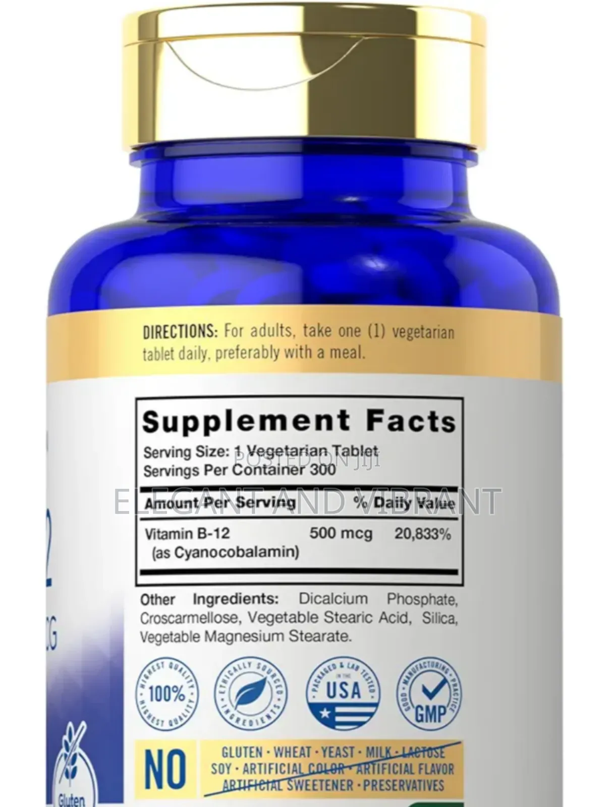 Vitamin B-12 500mcg | 300 Tablets , Supplement