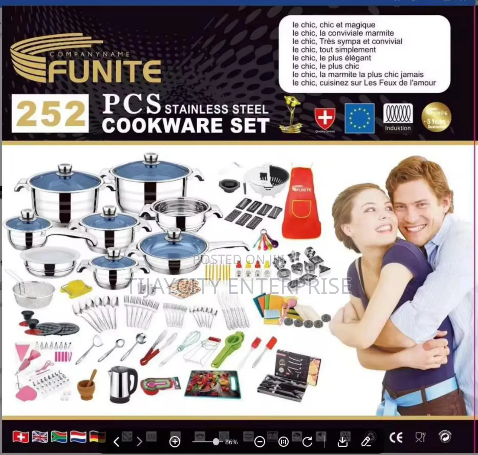 252pcs Funite Stainless Steel Cookware