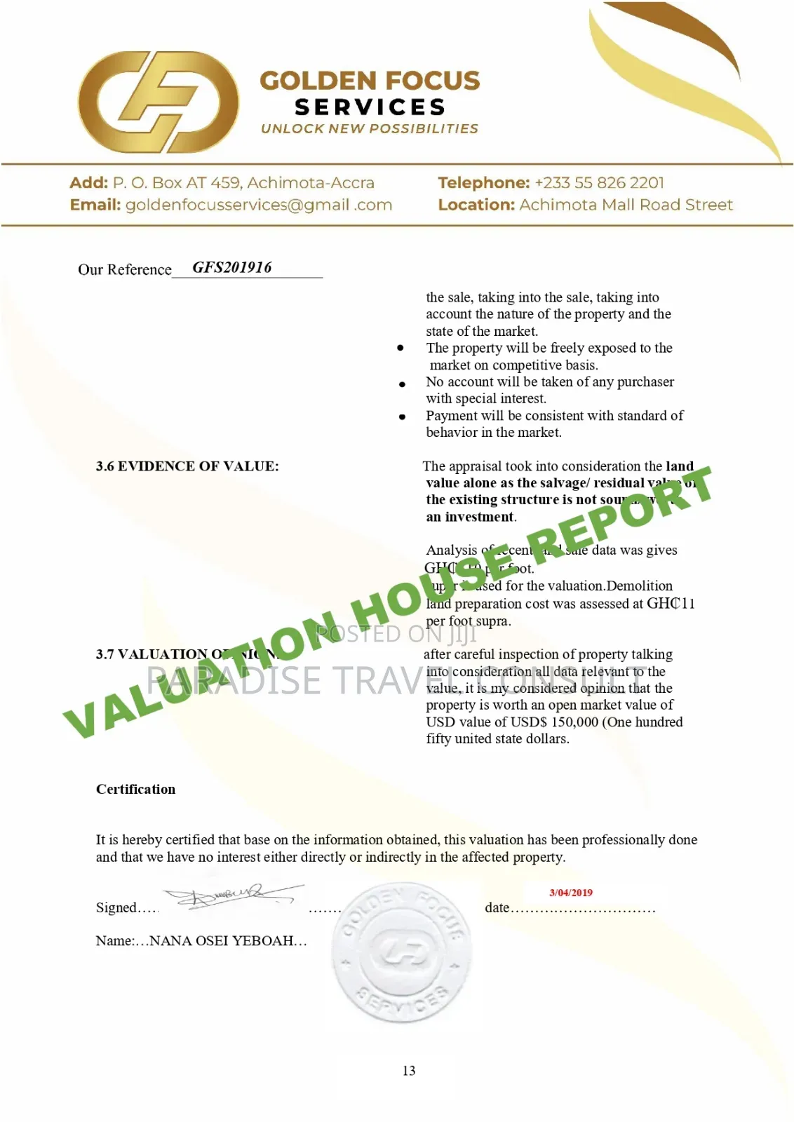 House Valuation Travel Documents to Support Visa Application