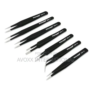 Pixnor Precision Tweezer Set - 7pcs Anti-static Tweezers Set S.Stel