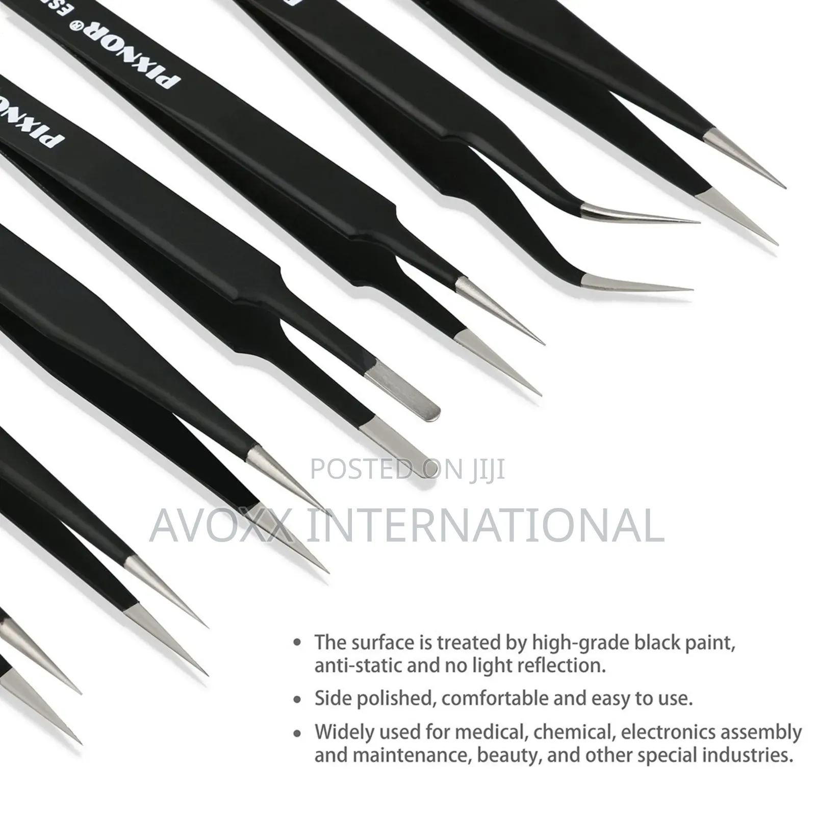 Pixnor Precision Tweezer Set - 7pcs Anti-static Tweezers Set S.Stel