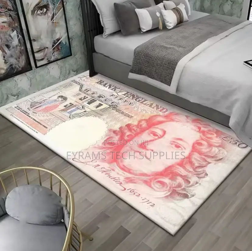 Creative Banknote Pattern Area Rug Bedroom Dollar Pound Euro