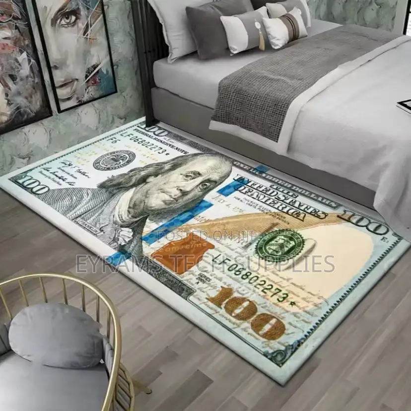 Creative Banknote Pattern Area Rug Bedroom Dollar Pound Euro