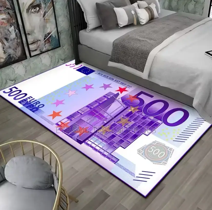 Creative Banknote Pattern Area Rug Bedroom Dollar Pound Euro