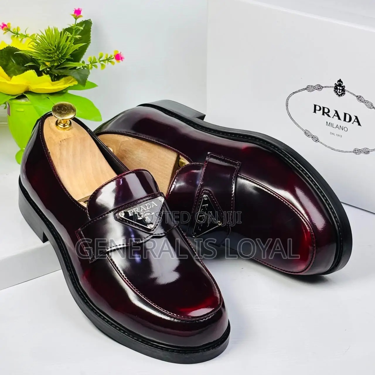 Prada Wine/Chocolate Brushed Leather Loafers