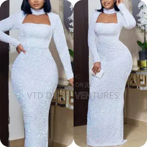 Glamorous White Sequin Gown