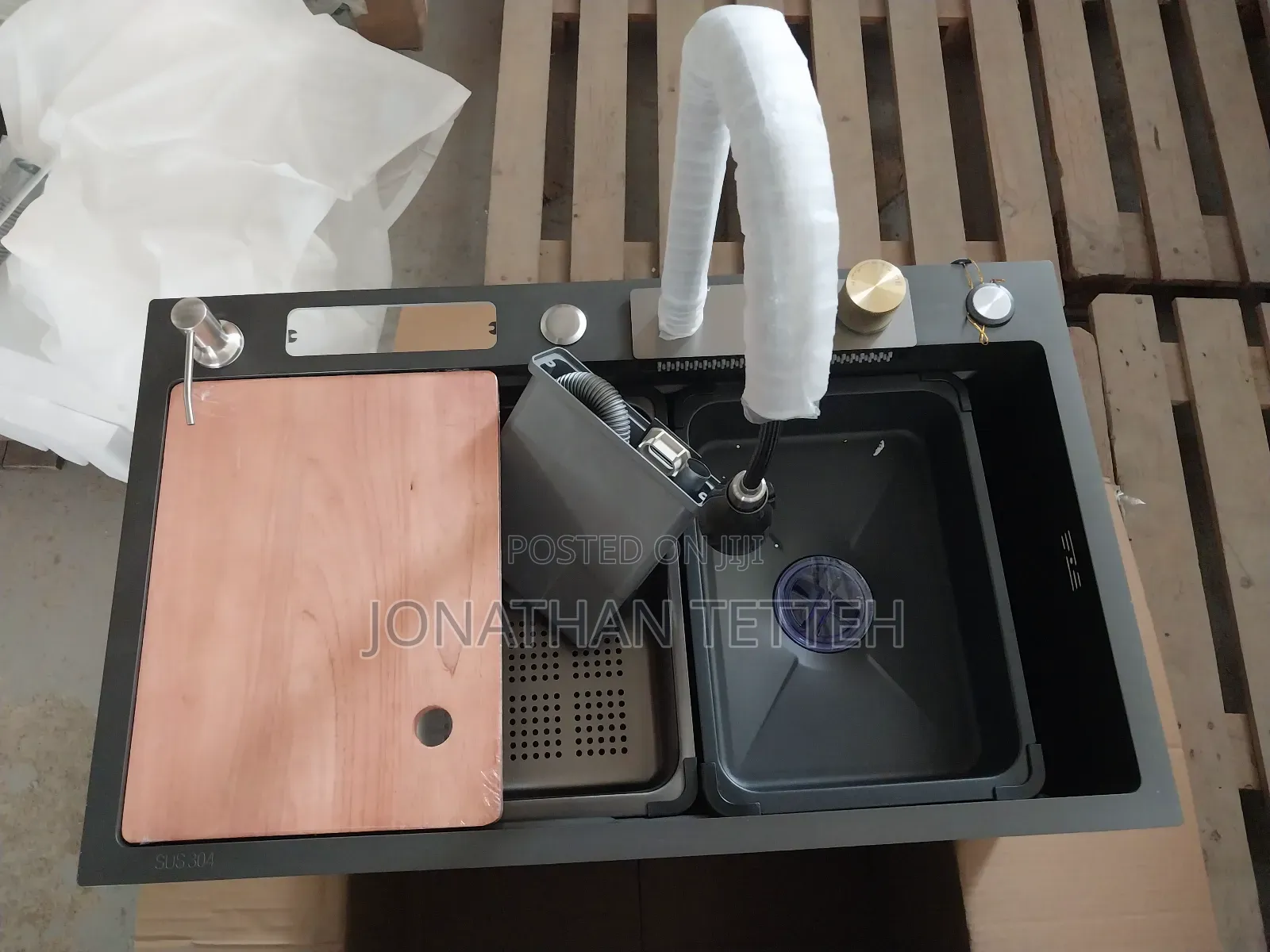 Black Waterfall Sink Complete