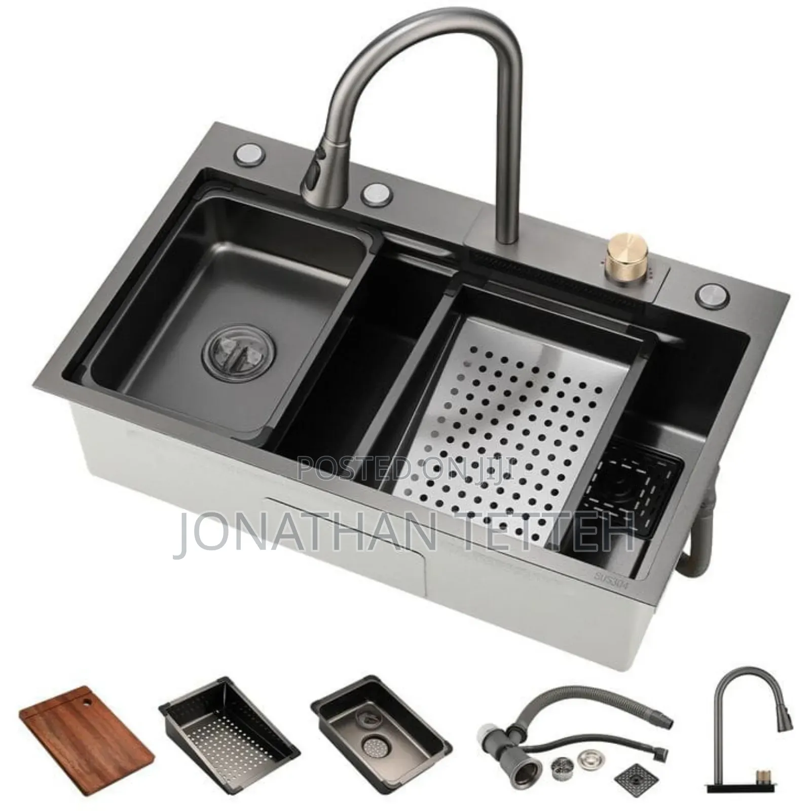 Black Waterfall Sink Complete