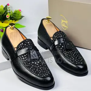 Dino Verratti Men's Black Leather Tassel Loafers