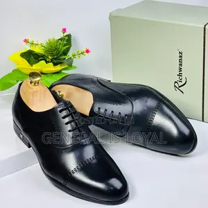 Richwanaz Men's Black Leather Formal Oxford Shoes