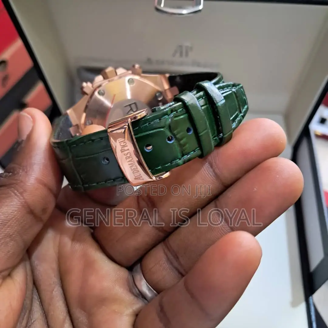 Audemars Piguet Royal Oak Chrono Rose Gold Green Dial Leather Watch
