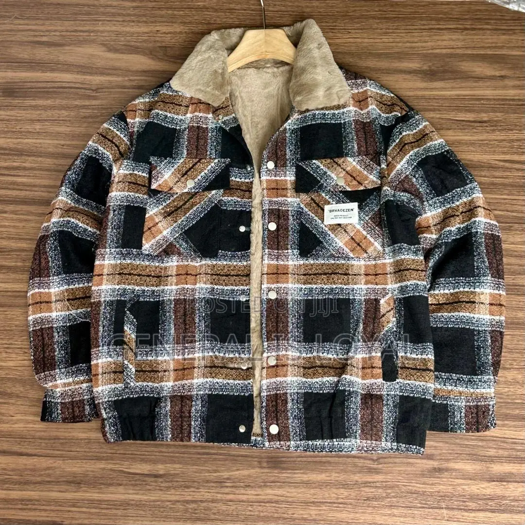 Sherpa-lined Plaid Shirt Jacket