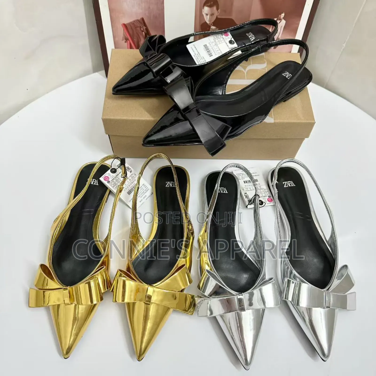 Flat Sandals for Ladies Gold Silver and Black