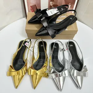 Flat Sandals for Ladies Gold Silver and Black