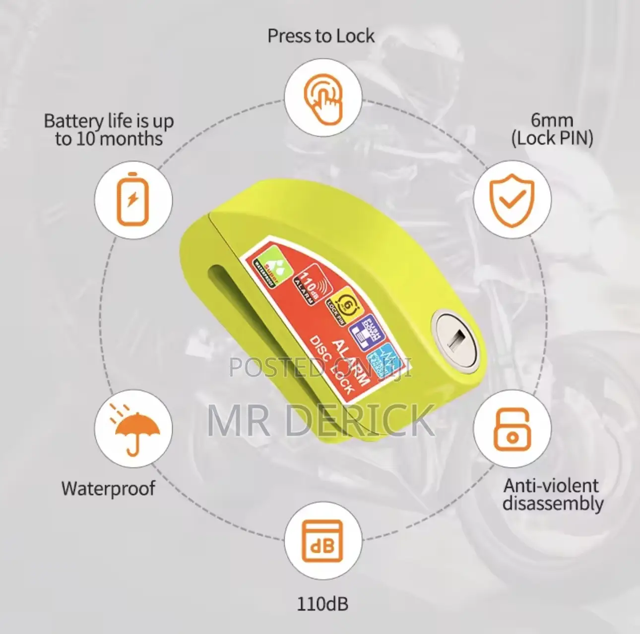 Alarm Disc Lock for Motorcycles or Motorbikes