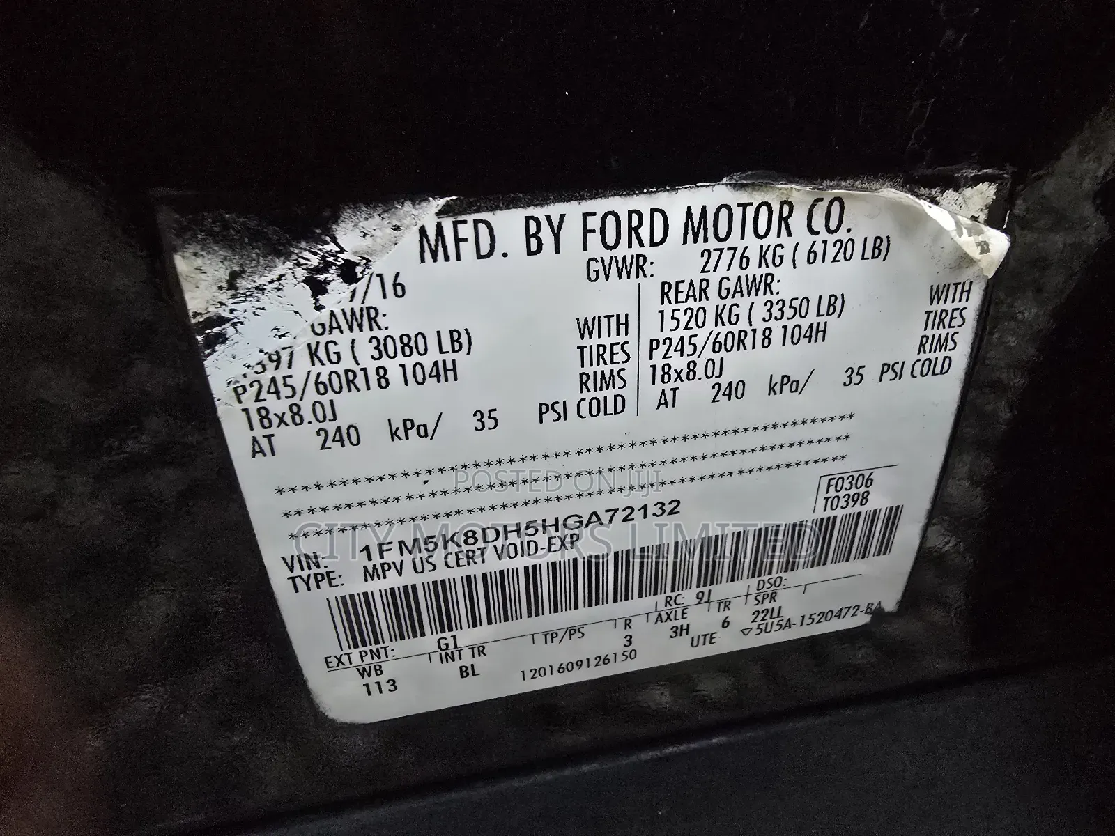 Ford Explorer XLT 4dr FWD (2.3L 4cyl 6A) 2017 Black
