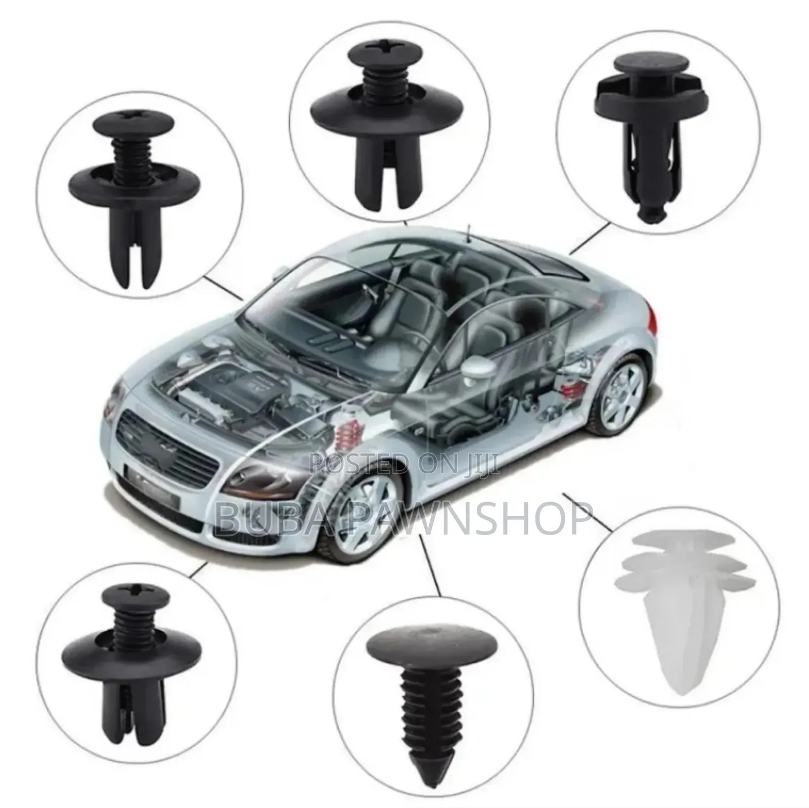 100 PCS Universal Car Fastener Clips - 6 Different Types