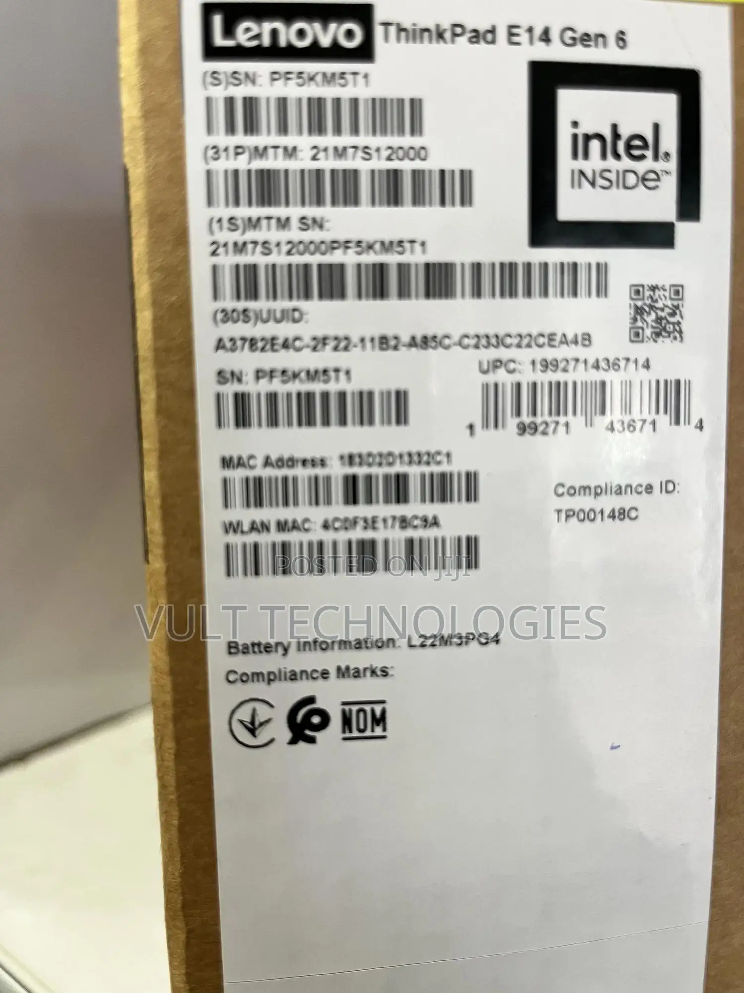 New Laptop Lenovo ThinkPad E14 Gen 5 8GB Intel Core i5 SSD 512GB