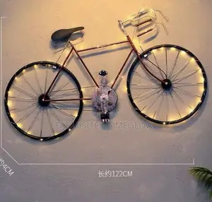 Vintage Metal Bicycle Wall Art With Added String Lights in Stock