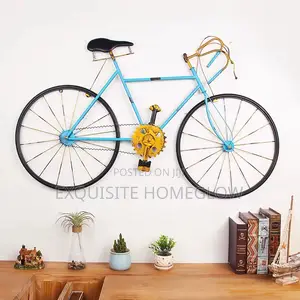 Vintange-Style Metal Bicycle Wall Art Piece With Added String Lights