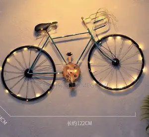 Vintange-Style Metal Bicycle Wall Art Piece With Added String Lights