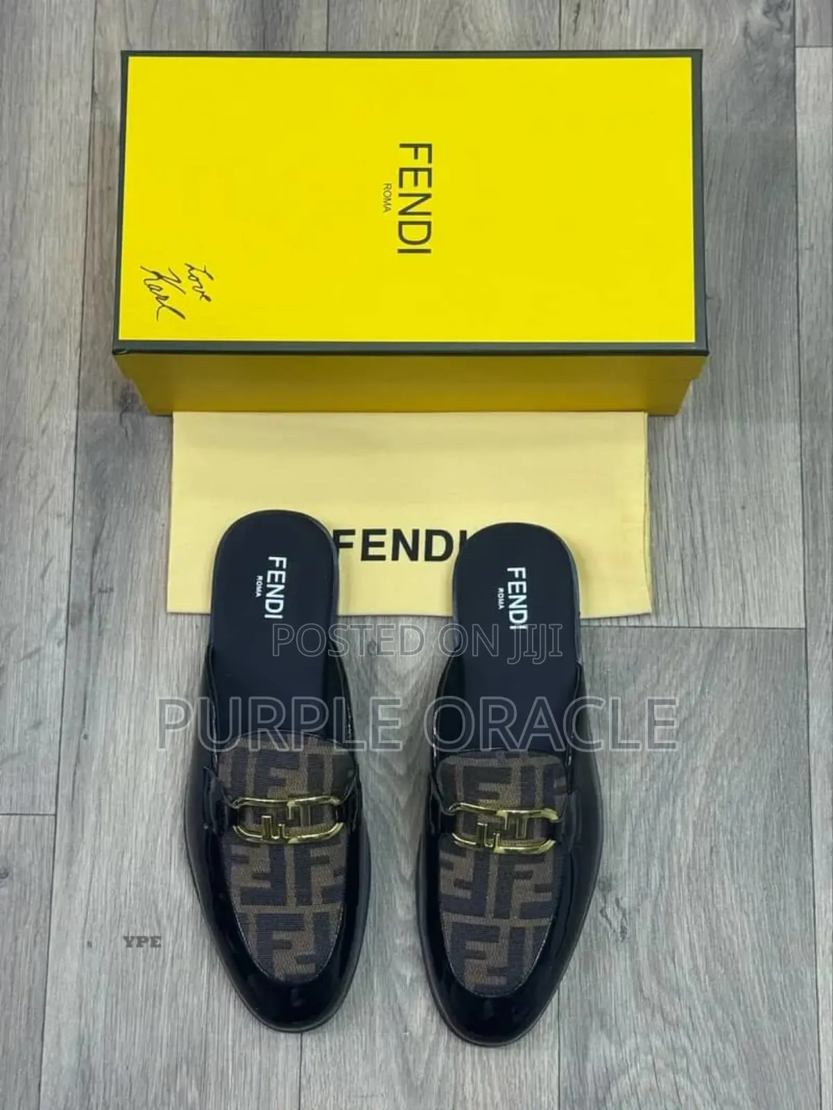 Fendi Roma Half Shoes in Black Patent