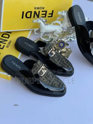 Fendi Roma Half Shoes in Black Patent