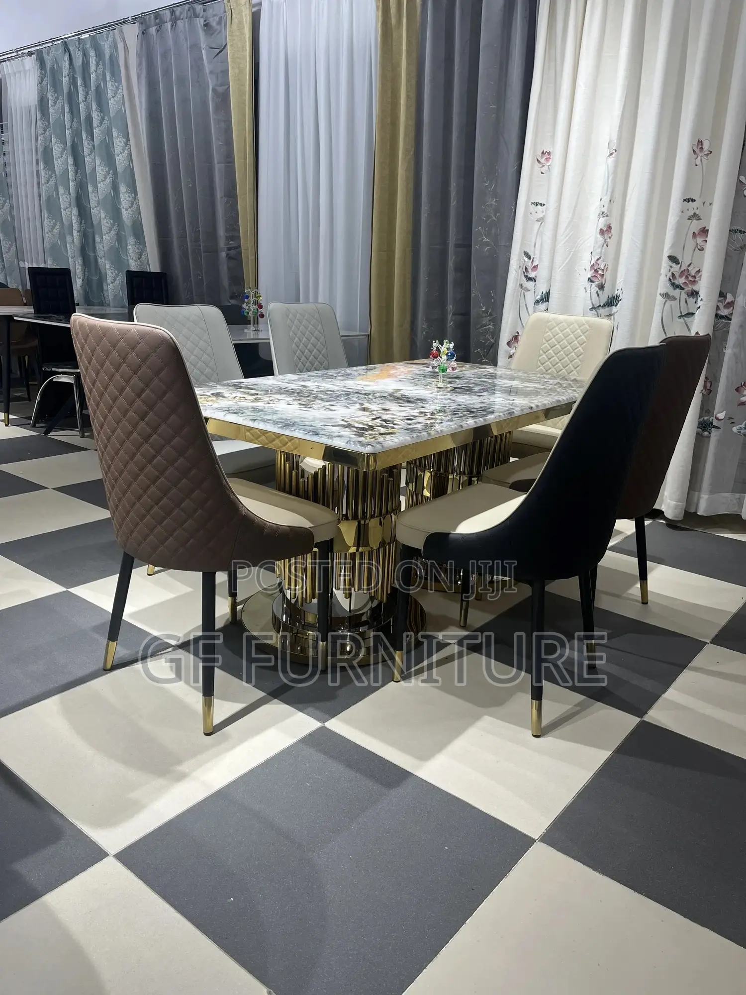 6 Chairs Marble Dining Set