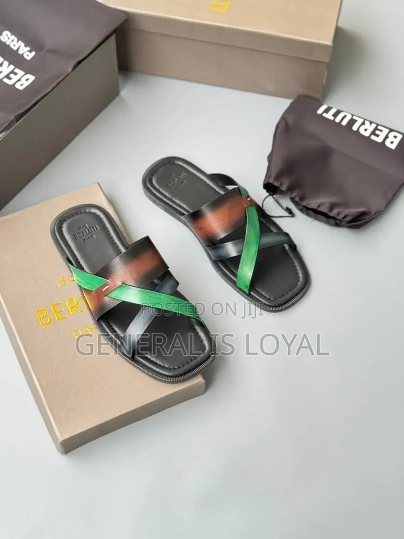 Berluti Icaria Mix Colors Men’S Leather Slippers/Sandals