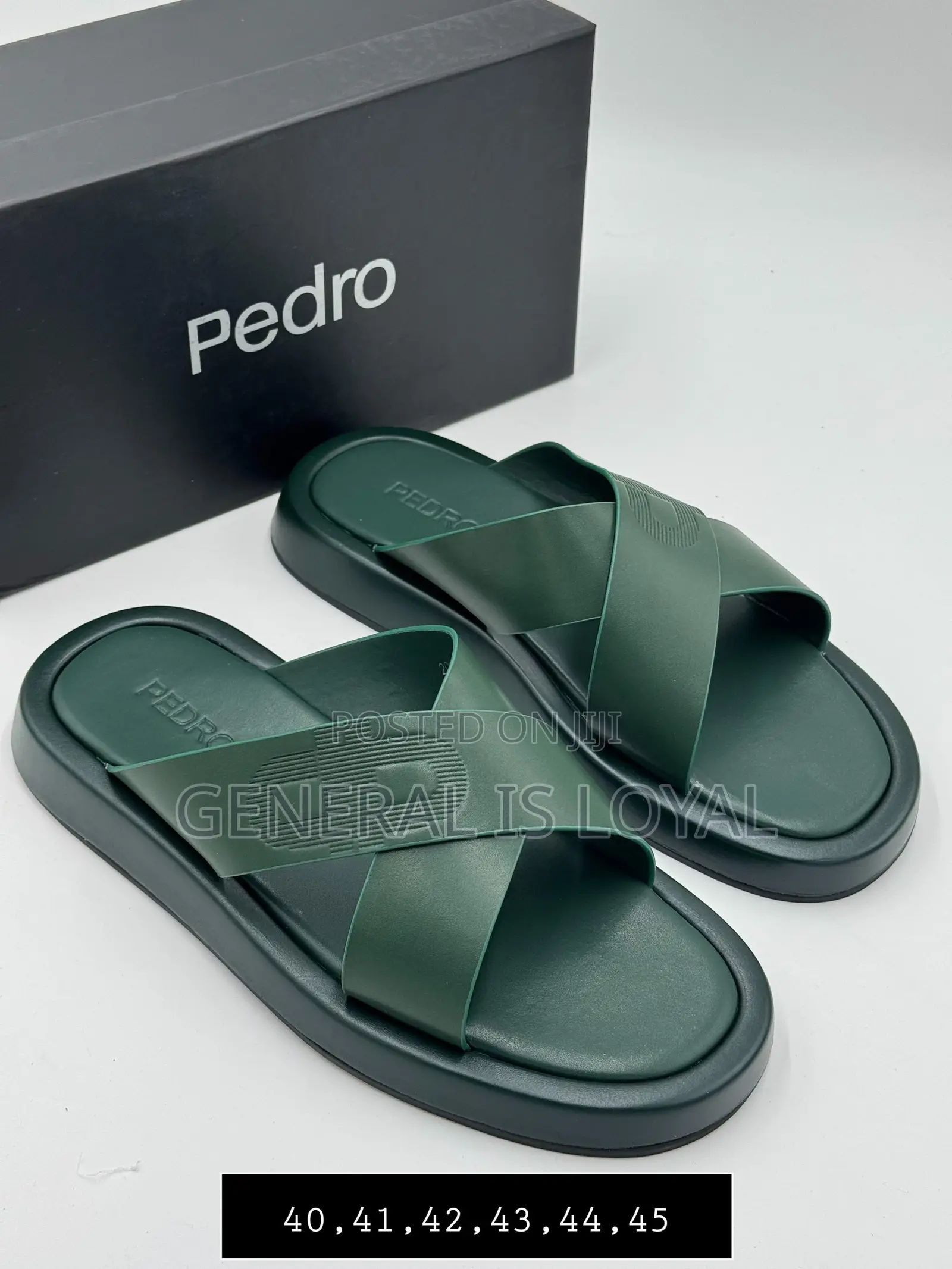 Pedro Green Icon Leather Slip-on Sandals/Slippers