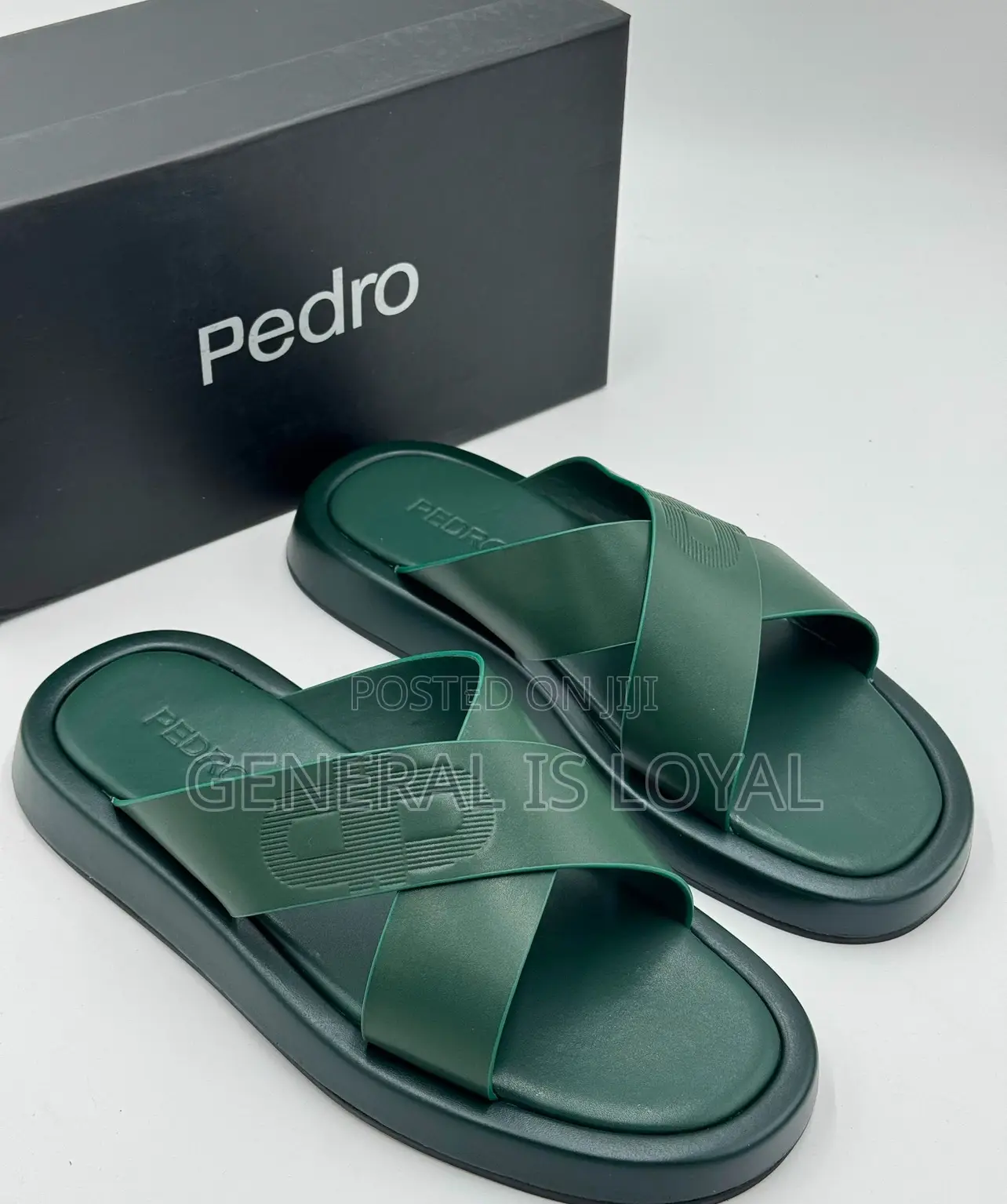 Pedro Green Icon Leather Slip-on Sandals/Slippers