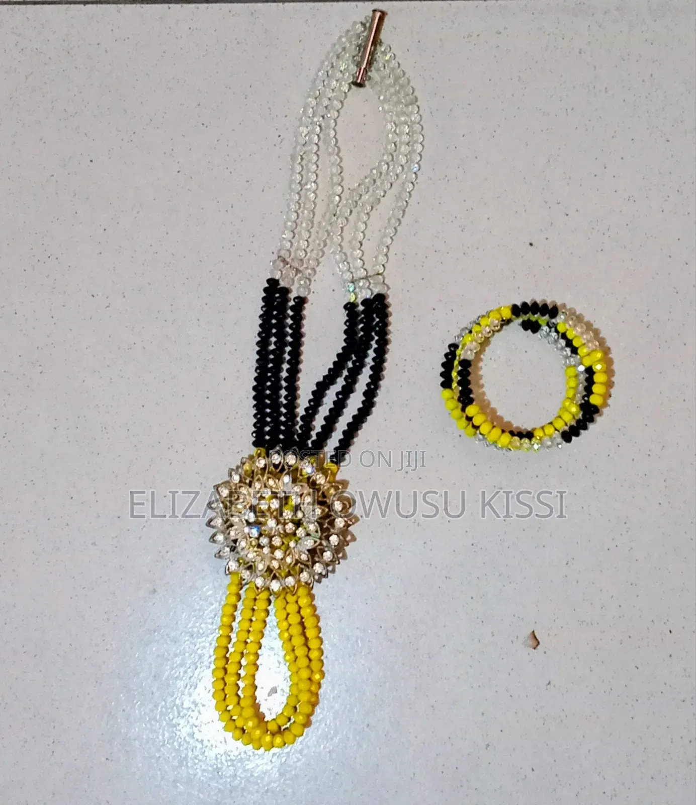 Yellow Black and White Beads