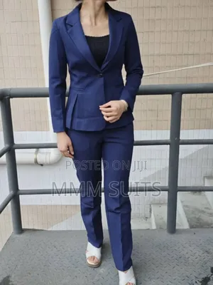 Quality 2-Piece Ladies Official Trousers Suit in Blue-Black