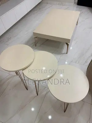 Center Table With Rose Gold Legs and 3 Nested Coffee Tables in Adenta ...