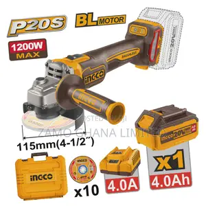 Cordless Angle Grinder 20v 4.5" 1200w + Battery - P1c4 - Cagli