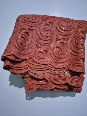 Coral Orange Lace With Spiral Sequins