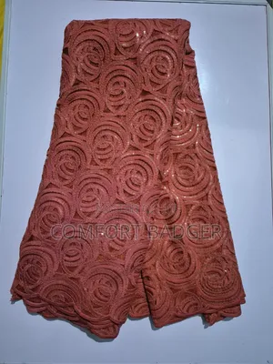 Coral Orange Lace With Spiral Sequins