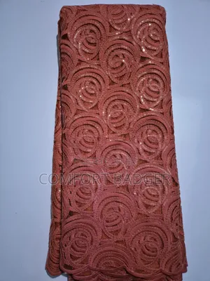 Coral Orange Lace With Spiral Sequins